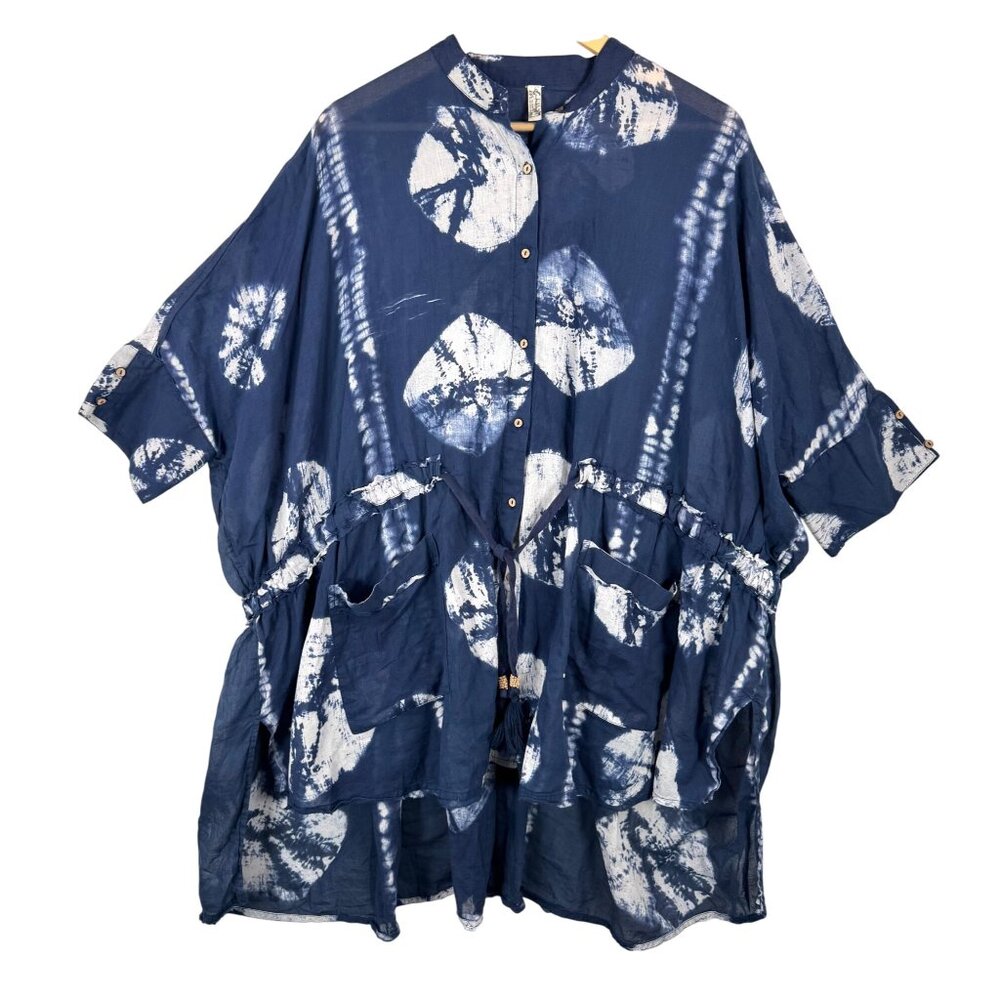 Intimately Free People boho beachy lounge oversized Top blue‎ sz XS/S
